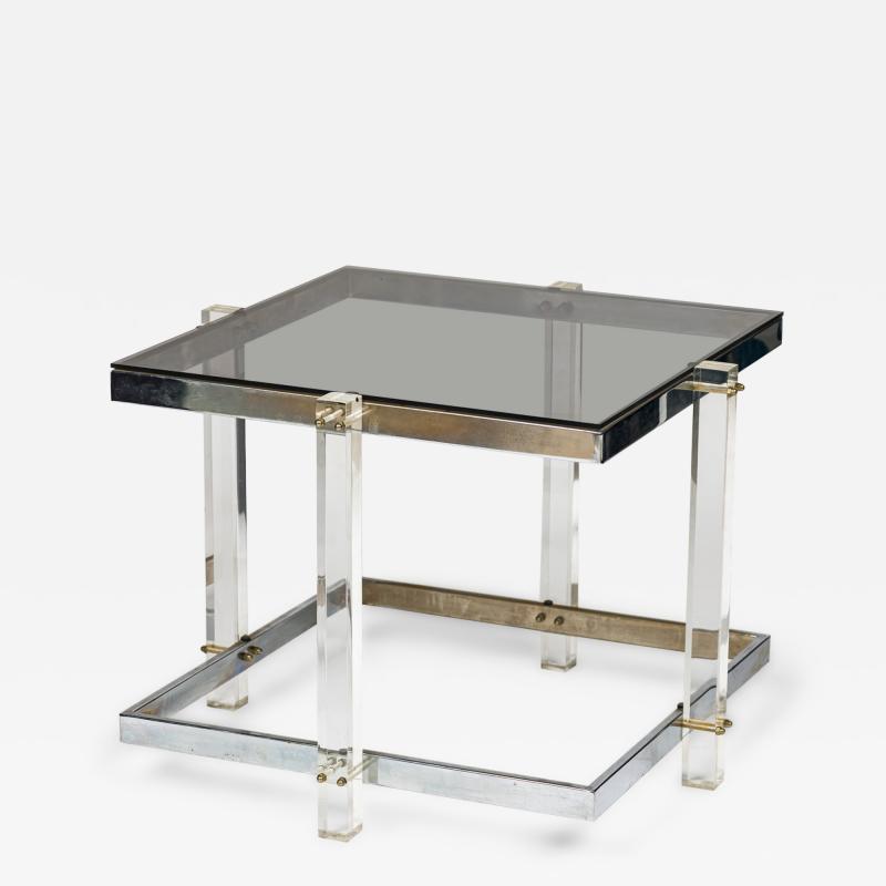 Charles Hollis Jones Lucite and Chrome Coffee Table Style of Charles Hollis Jones