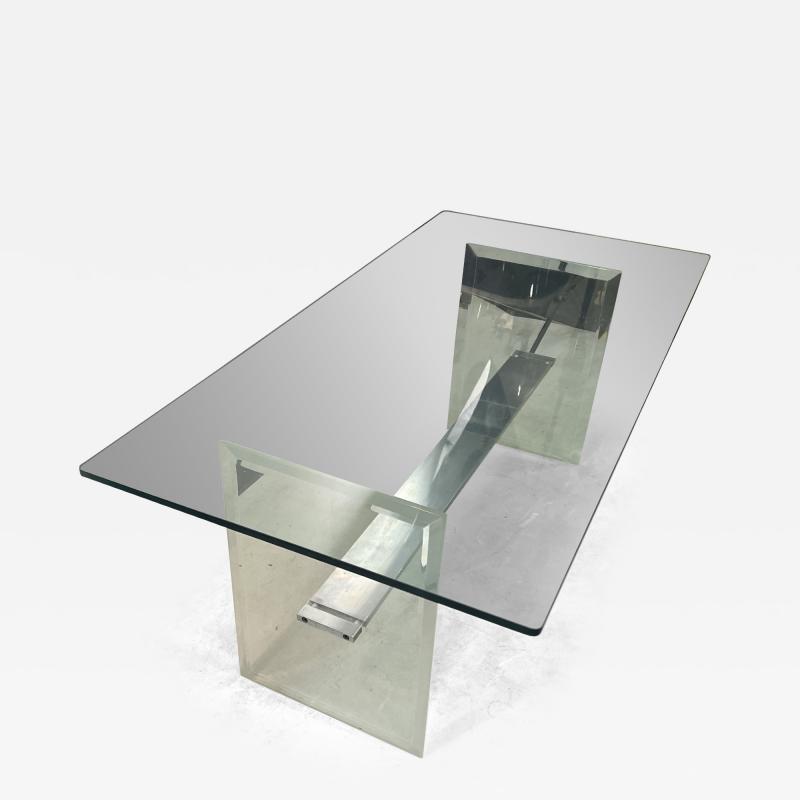 Charles Hollis Jones MODERN LUCITE AND ALUMINUMIN INTERSECTING BAR COFFEE TABLE