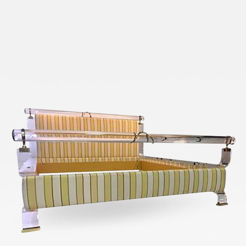 Charles Hollis Jones Magnificent Charles Hollis Jones Lucite and Brass Upholstered Bed