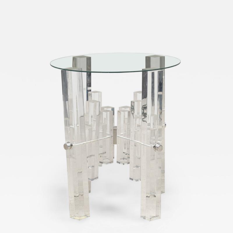 Charles Hollis Jones Mid Century American Lucite and Polished Nickel Dining Tabl