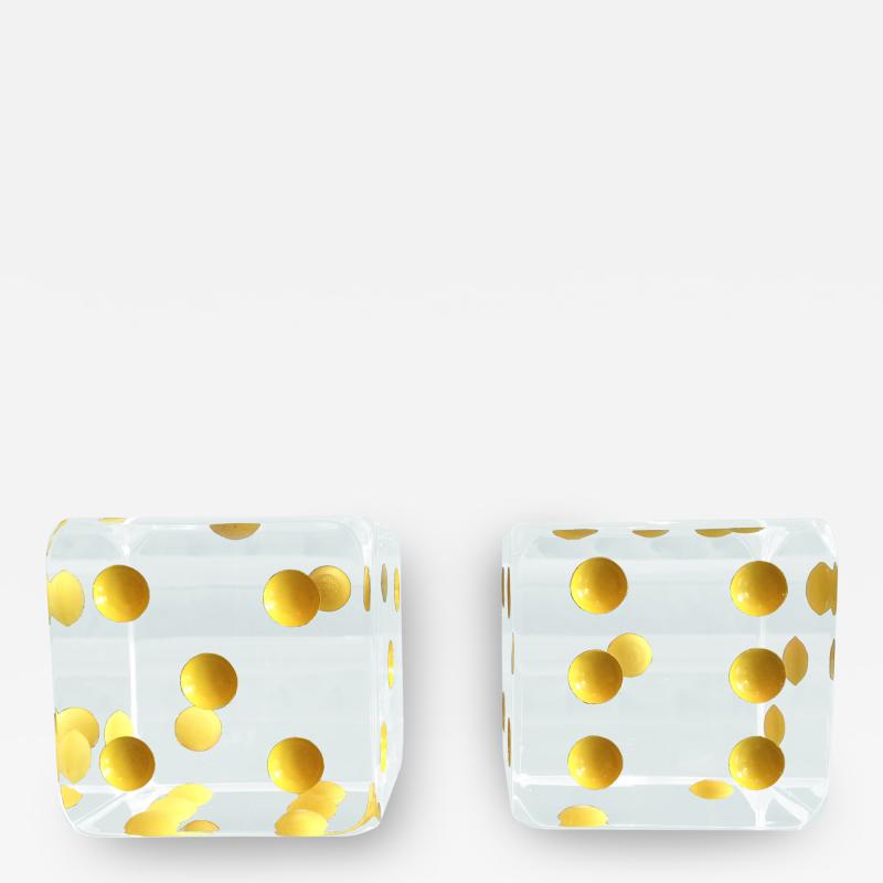 Charles Hollis Jones Oversized Dice Bookends in Lucite by Charles Hollis Jones