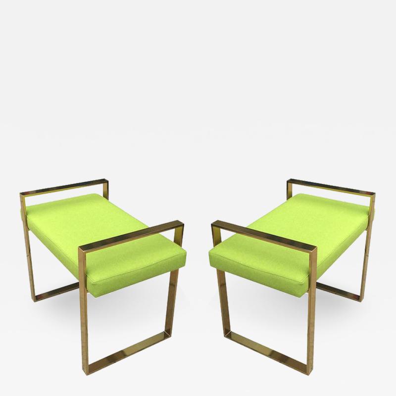 Charles Hollis Jones Pair of Charles Hollis Jones Benches in Polished Brass