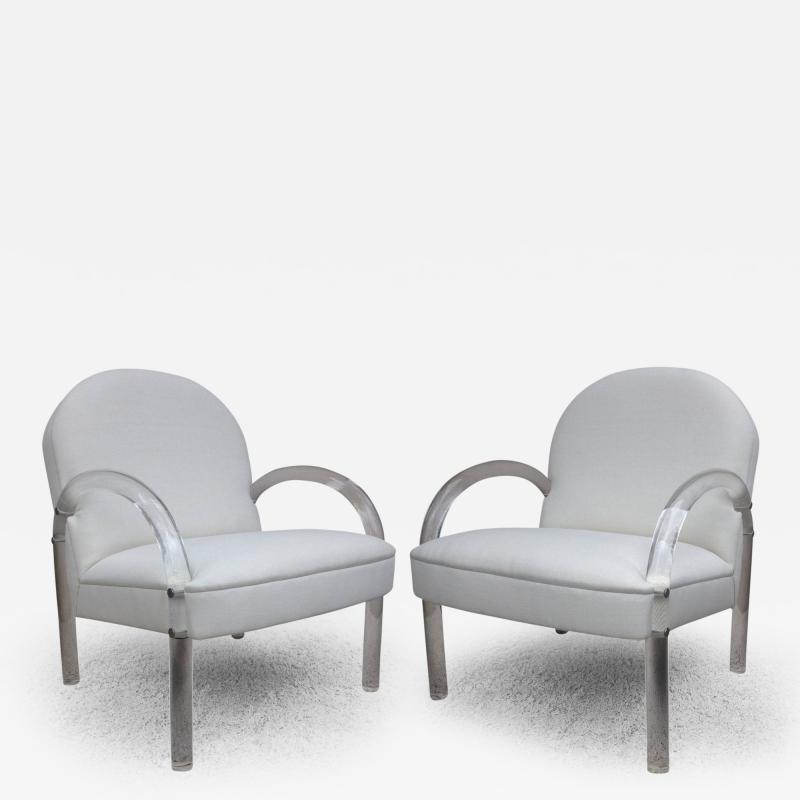 Charles Hollis Jones Pair of Lucite Club Chairs