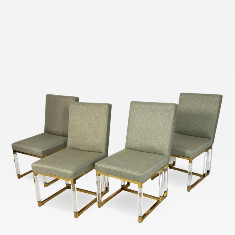 Charles Hollis Jones Set of 4 Signed Charles Hollis Jones Lucite Brass Dining Chairs Metric Line