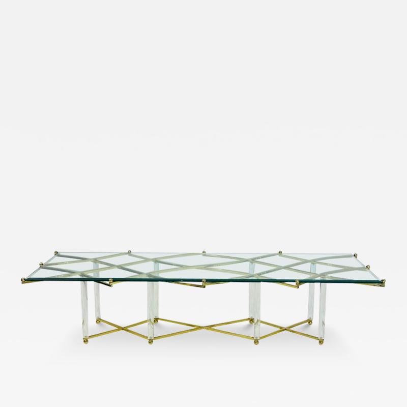 Charles Hollis Jones Treillage Coffee Table in Lucite and Brass by Charles Hollis Jones USA 1968