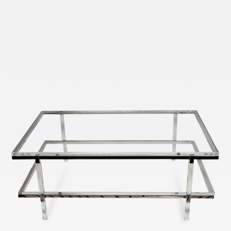 Charles Hollis Jones Two Level Metric Coffee Table in Lucite Nickel by Charles Hollis Jones