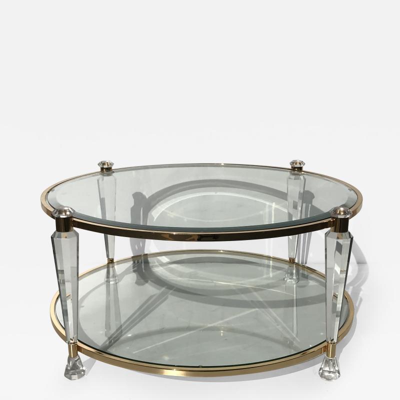 Charles Hollis Jones Two Tier Lucite Round Coffee Table