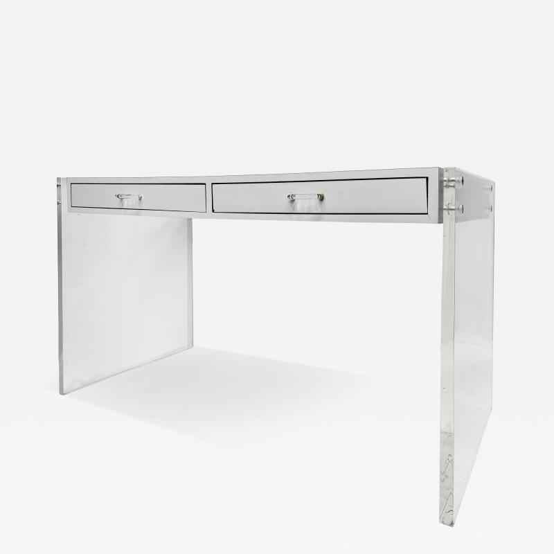 Charles Hollis Jones Vintage 1970s Lucite and Laminate 2 Drawer Writing Desk