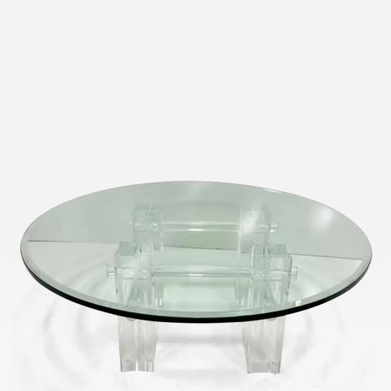 Charles Hollis Jones Vintage Thick Lucite Coffee Table Base After Charles Hollis Jones