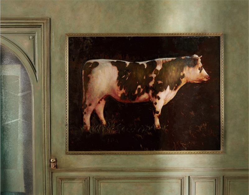 Charles Matton Portrait of a Cow on a Green Wall 1987