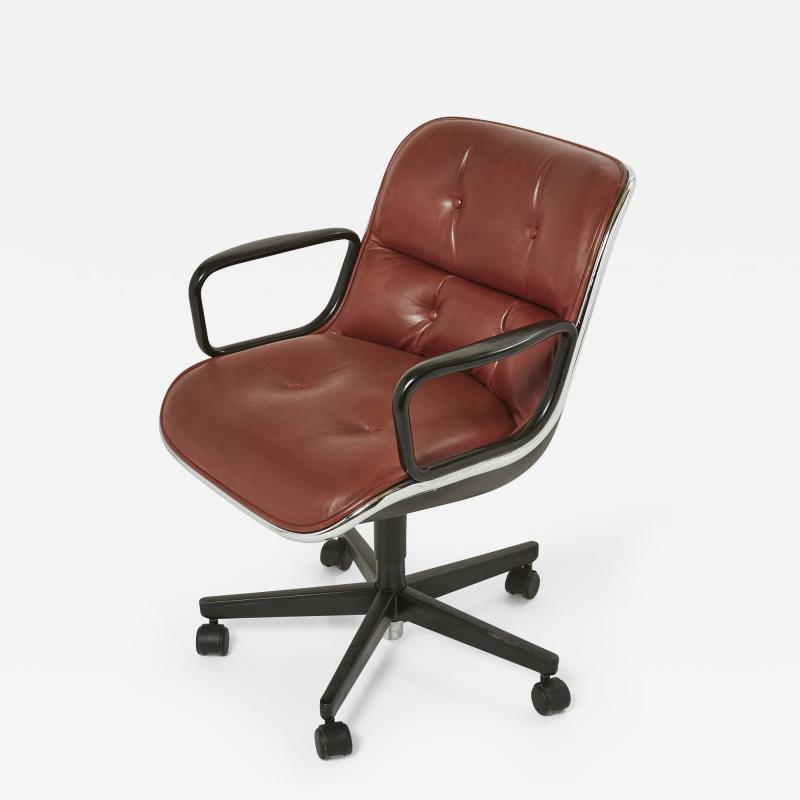 Charles Pollock Charles Pollock Executive Desk Chair for Knoll in brown Leather 1990