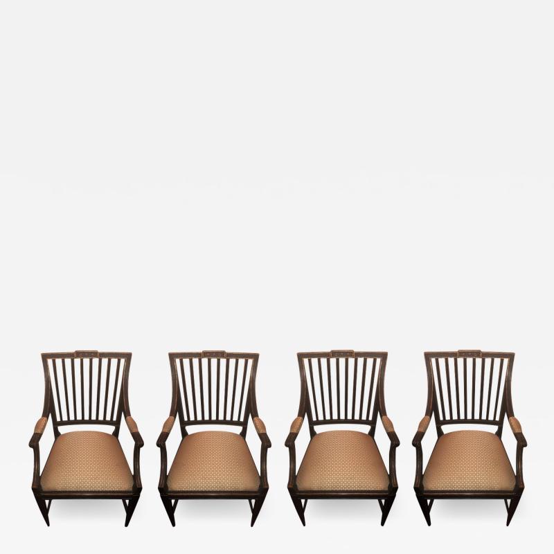 Charles Pollock Charles Pollock Gustavian Dining Arm Chairs Set of 4