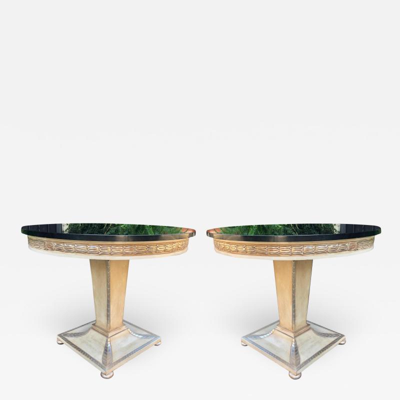 Charles Pollock Charles Pollock for William Switzer Art Deco Marble Top Side Tables a Pair