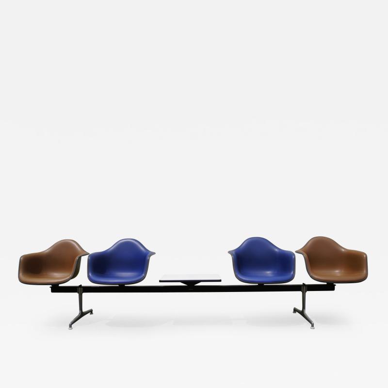 Charles Ray Eames Tandem Four Shell Seating with Table by Charles and Ray Eames for Herman Miller