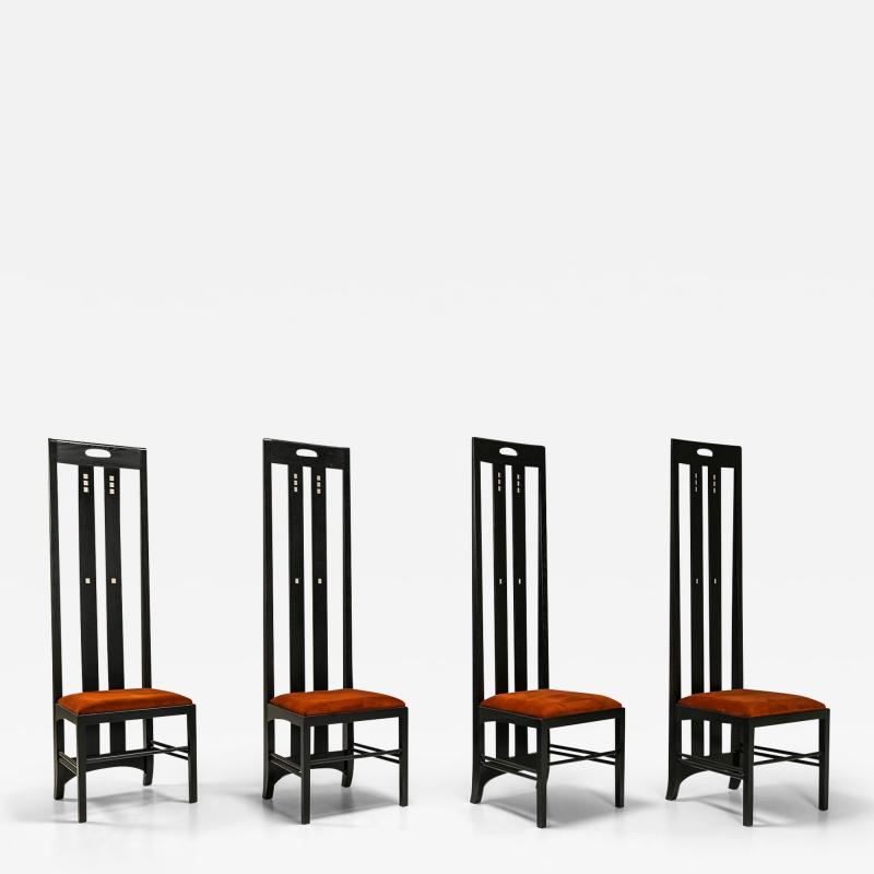 Charles Rennie Mackintosh 4 highback Ingram Dining Chairs by Charles Rennie Mackintosh Italy 1980s