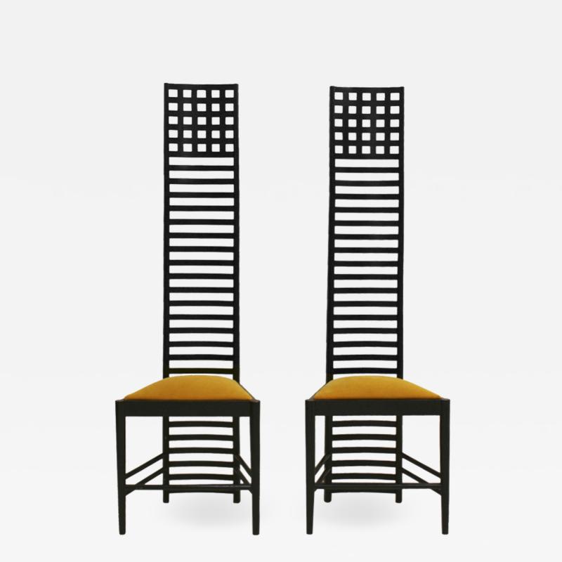 Charles Rennie Mackintosh Mid Century Modern Mackintosh 292 Hill House 1 Italian Pair of Ashwood Chairs