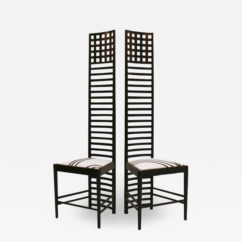 Charles Rennie Mackintosh Mid Century Modern Mackintosh 292 Hill House 1 Italian Pair of Ashwood Chairs