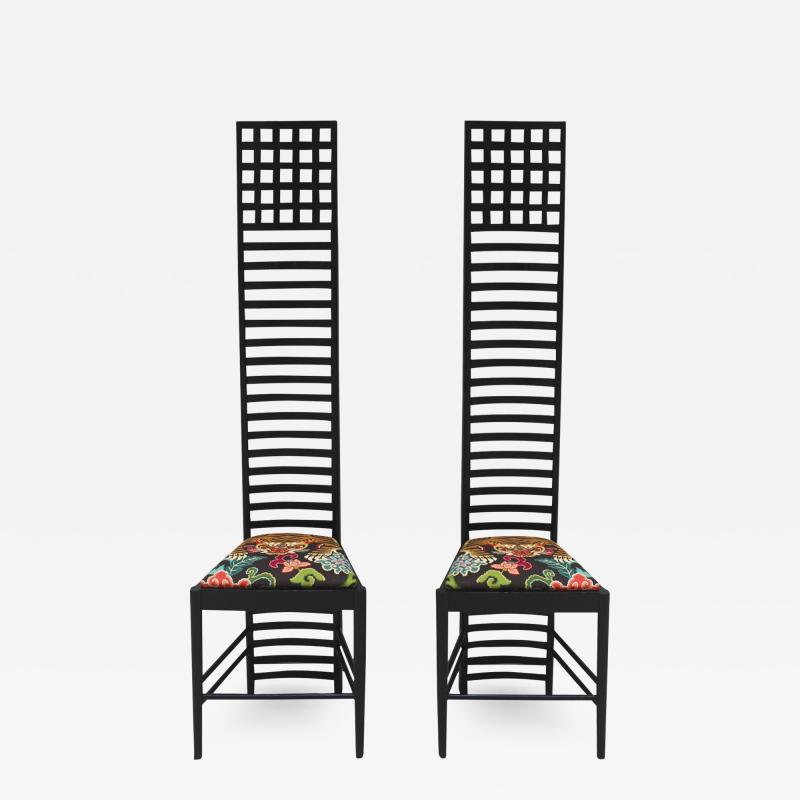 Charles Rennie Mackintosh PAIR OF CHAIRS MOD 292 HILL HOUSE 1 DESIGNED BY MACKINTOSH ITALY 1960s