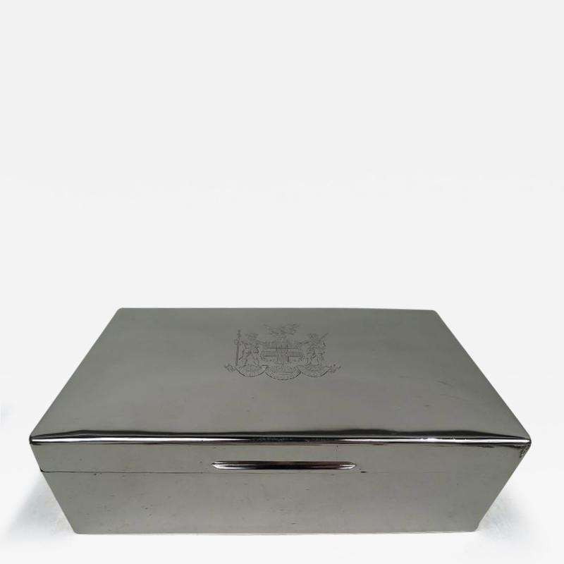 Charles Richard Comyns Comyns Sterling Silver Box with British Army Regimental Coat of Arms