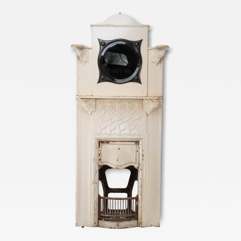 Charles Robert Ashbee C R Ashbee Attributed Arts Craft Cast Iron Fireplace with Eight Kissing Doves