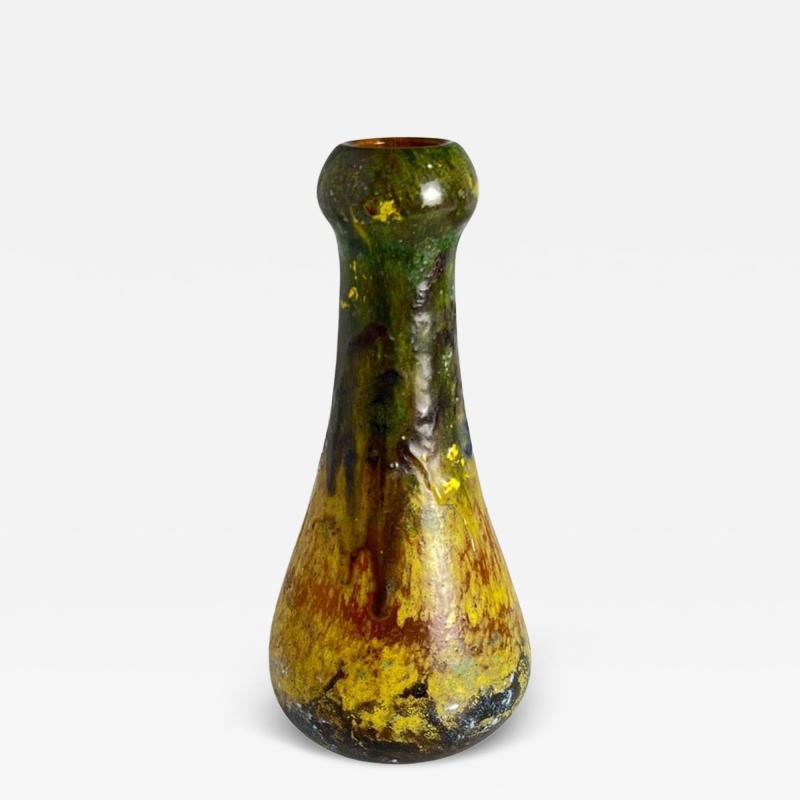 Charles Schneider Art Deco Melted Colors Glass Vase by Charles Schneider