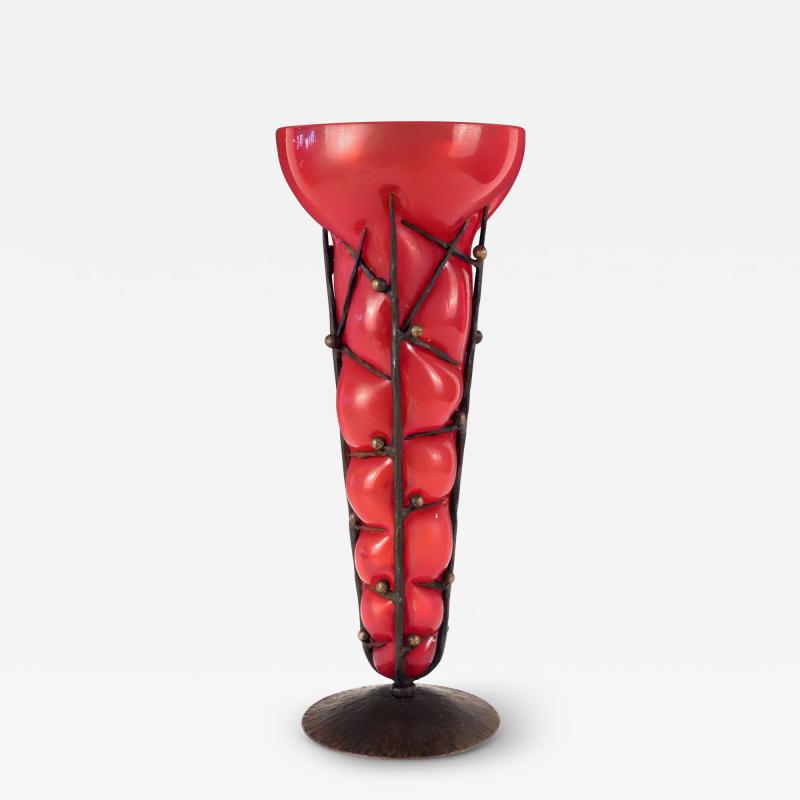 Charles Schneider Art Deco Reticulated Vase by Charles Schneider