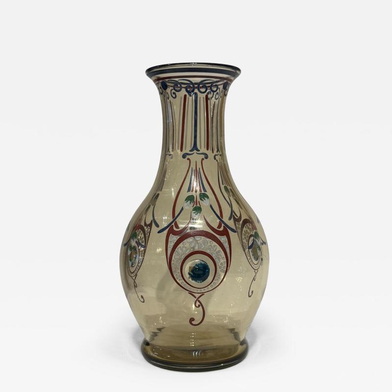 Charles Schneider French Art Deco Hand Enameled Glass Vase by Charles Schneider 1922