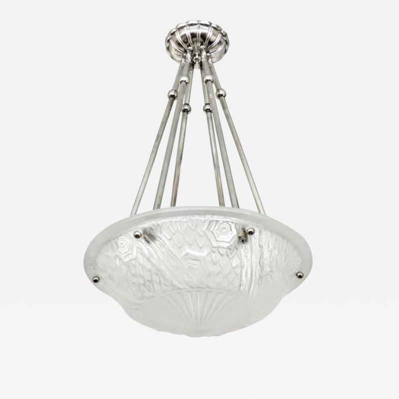 Charles Schneider French Art Deco Pendant Chandelier by Schneider