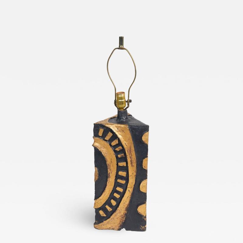 Charles Sucsan Whimsical gold and black ceramic lamp by Charles Sucsan