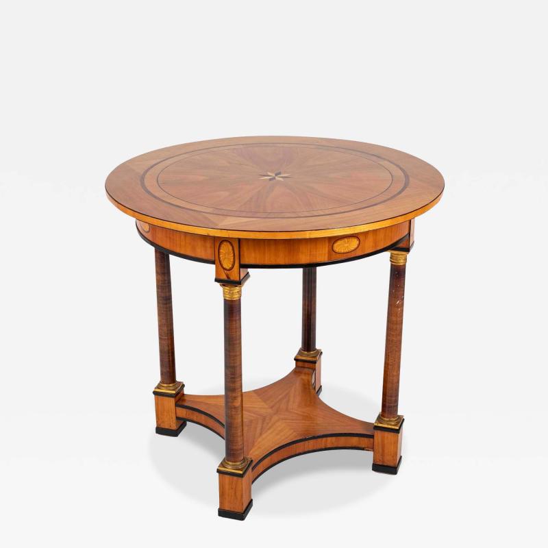 Charles X Satinwood Round Four Column Center Table