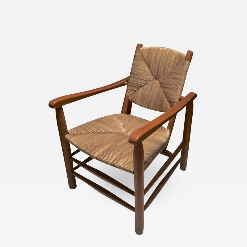 Charlotte Perriand Charlotte Perriand Iconic Rush Arm Chair in Genuine Vintage Condition