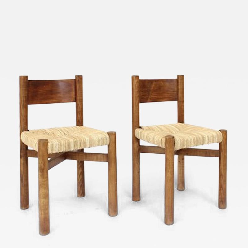 Charlotte Perriand Charlotte Perriand Meribel ASh and Rush Dining ChairS Les Arcs