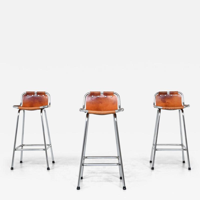 Charlotte Perriand Charlotte Perriand bar stools in leather Les Arcs France 1960