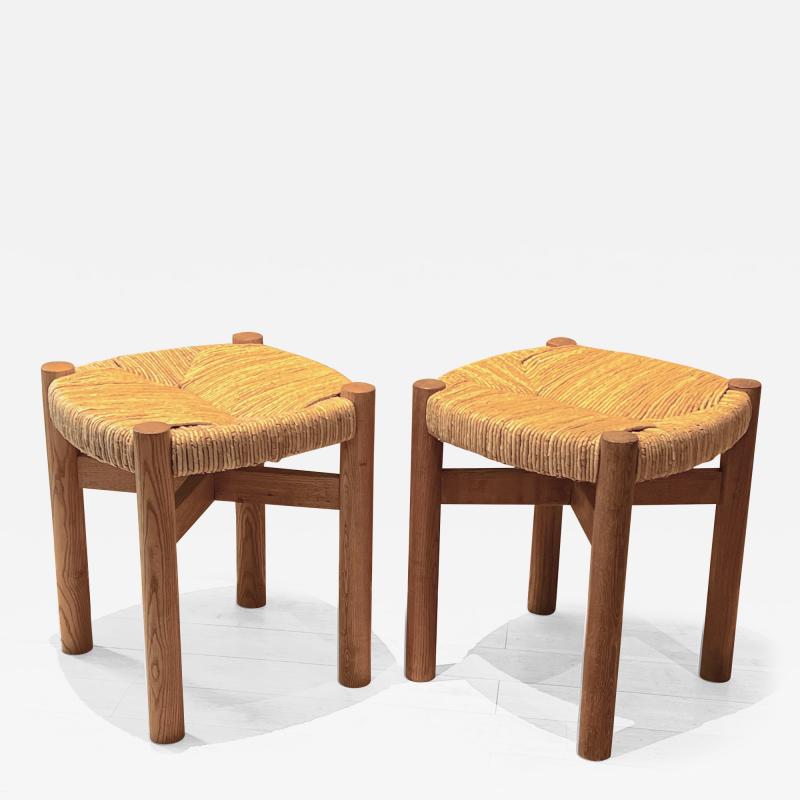 Charlotte Perriand Charlotte Perriand pair of ash tree and rush meribel stool