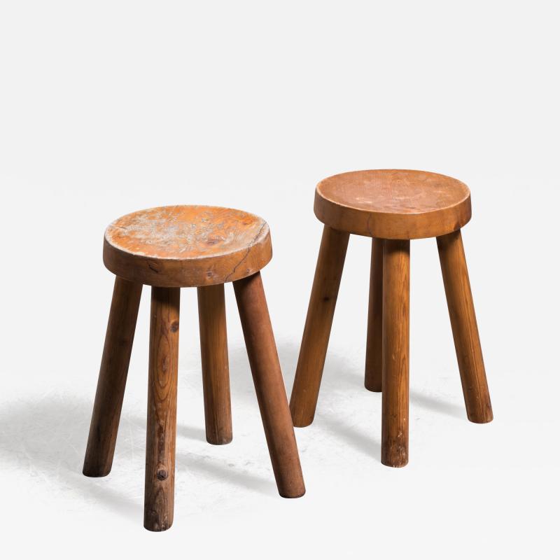 Charlotte Perriand Charlotte Perriand pair of four legged pine stools France 1960s