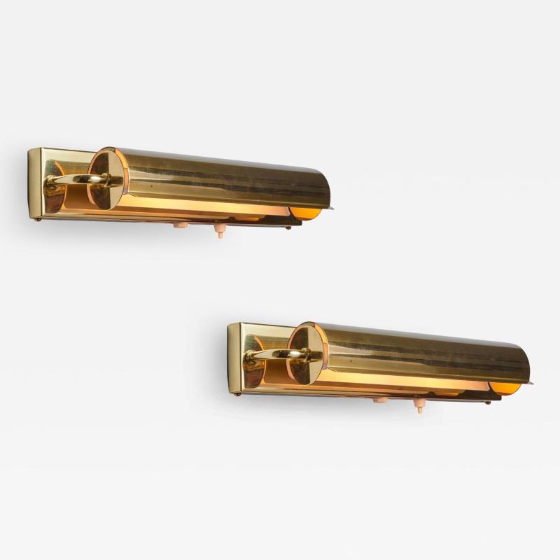 Charlotte Perriand Pair of Large 1960s Brass Rotating Wall Lamps in the Style of Charlotte Perriand