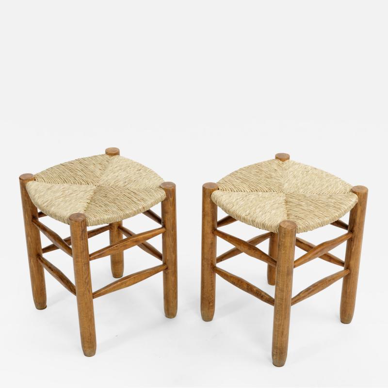 Charlotte Perriand Rush Stool in the style of Charlotte Perriand