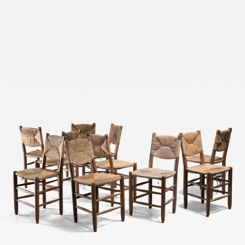 Charlotte Perriand Set of 10 Charlotte Perriand Bauche chairs