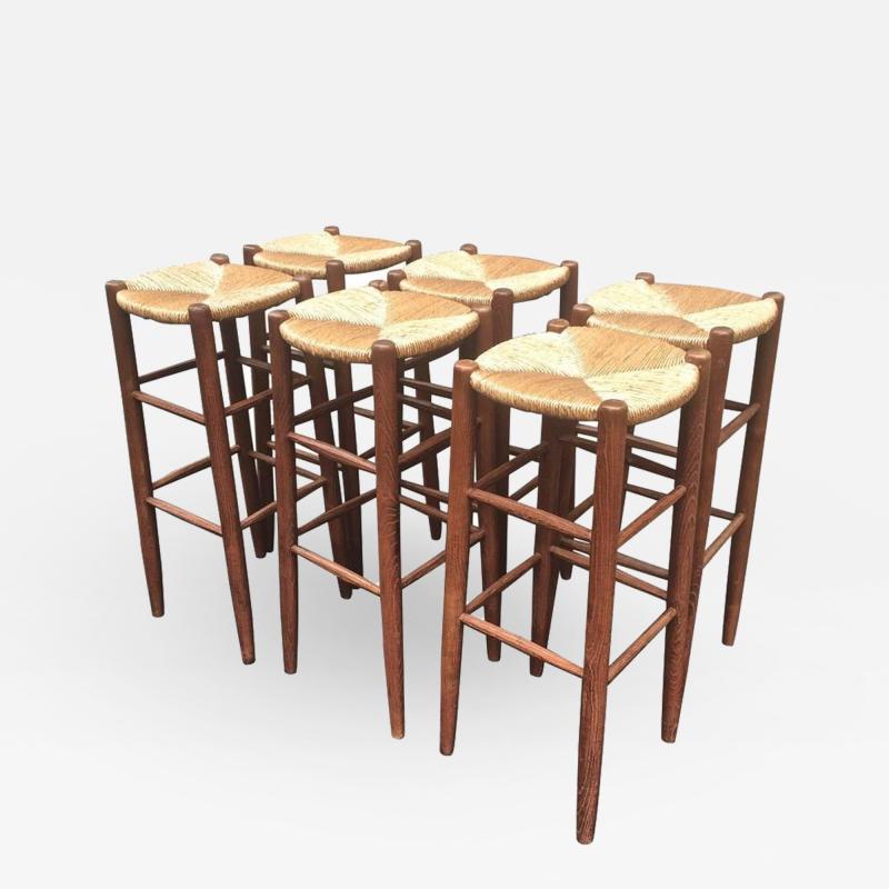 Charlotte Perriand Style of Charlotte Perriand Rare Set of 6 Bar Stools in Good Vintage Condition