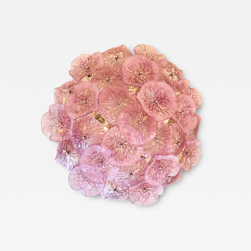 Charming Pink Amethyst Flower Murano Chandelier