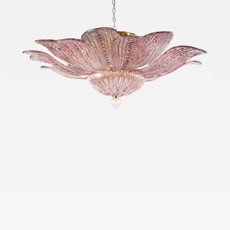 Charming Pink Amethyst and Gold Amber Murano Chandelier
