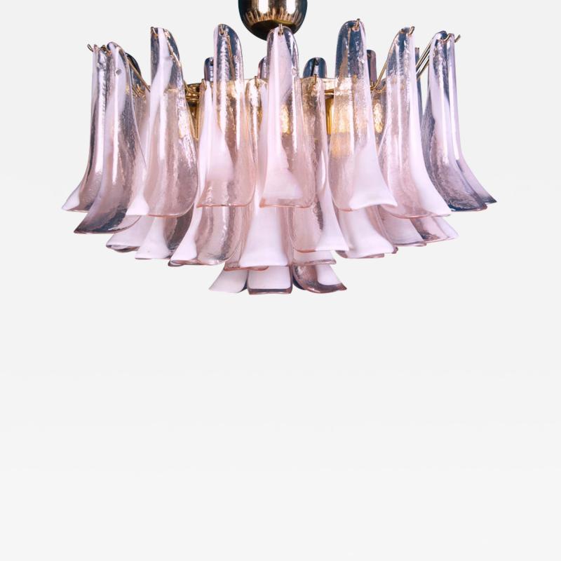 Charming Pink and White Murano Petals Chandelier or Ceiling Light