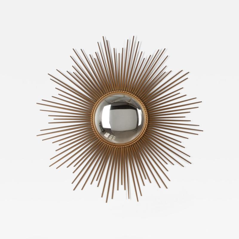 Chaty Vallauris Large Mid Century French Sunburst Convex Mirror by Chaty Vallauris