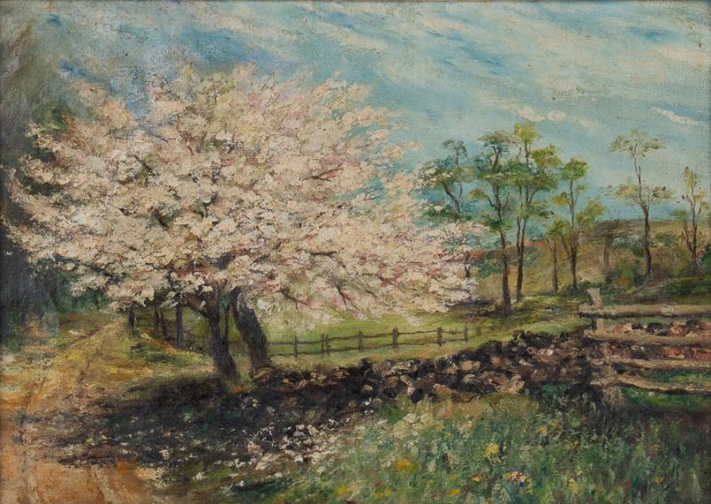 Cherry Blossoms Landscape Oil Painting