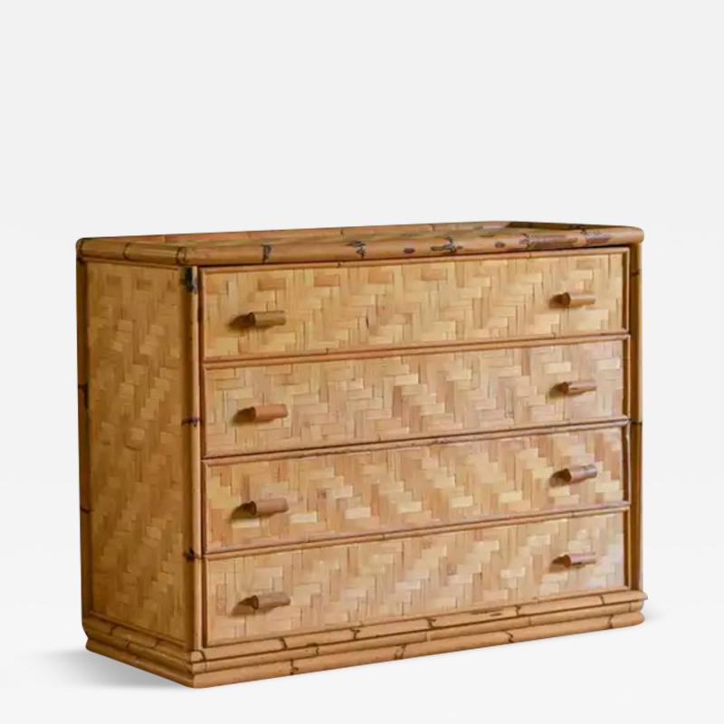 Chest Of Drawers In Bamboo And Pressed Bamboo Italy 1980