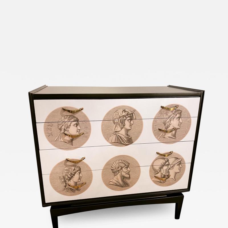 Chest of Drawers with 6 Roman Medallions in the Style of Fornasetti