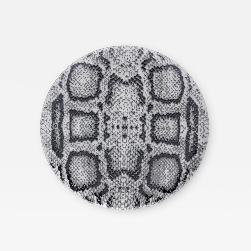 Chic Snakeskin Enameled Metal Serving Plate