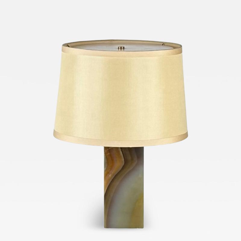 Chic Veined Onyx Table or Desk Lamp with Custom Silk Shade and Diffuser