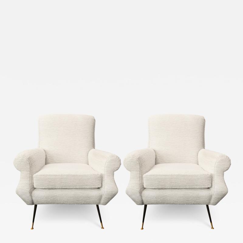 Chic pair of Italian Mid Century Modern Lounge Chairs 1950s