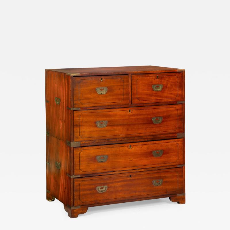 China Trade Camphor Brass Mounted British Campaign Chest ca 1840